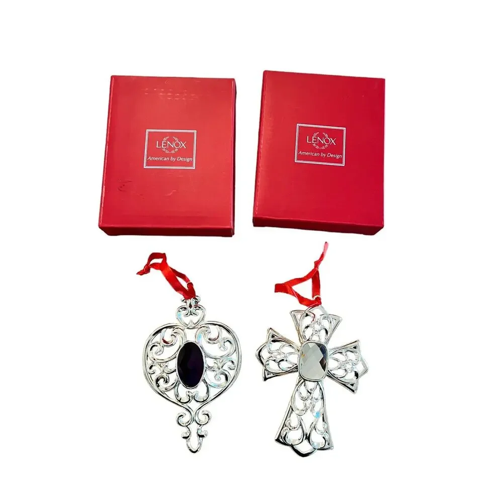 Lenox Bejeweled Spire &Cross Christmas Ornament Holiday Purple Crystal